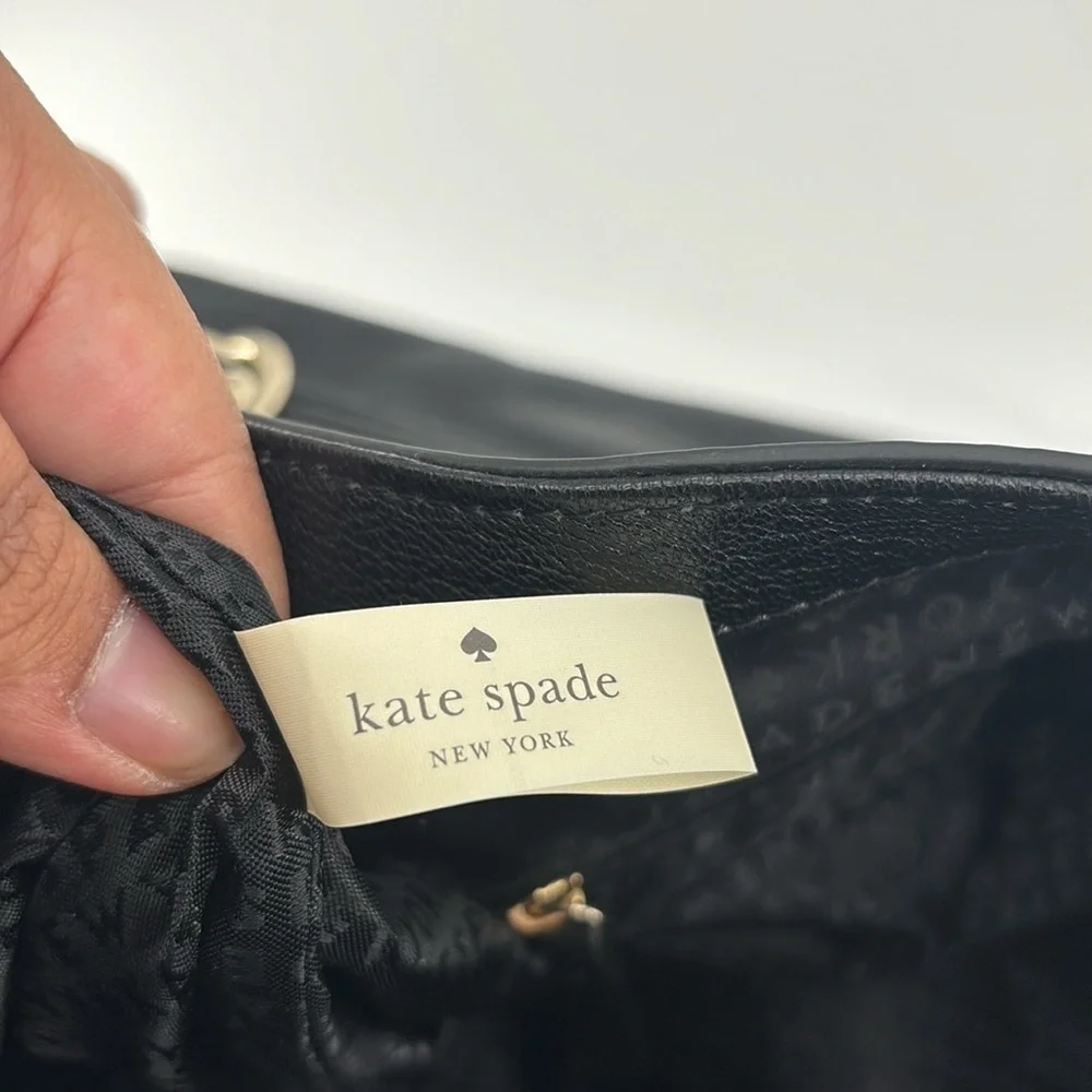 NWT Kate Spade black leather Moore shoulder bag silver hardware